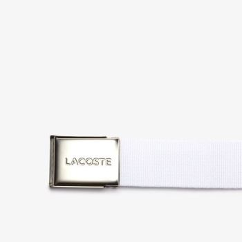 Lacoste Made in France Engraved Buckle Woven Fabric Belt Pánské - Pásy Bílé | CZ-anv0Dj